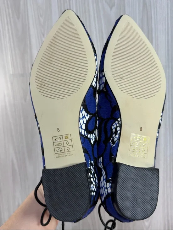Anthropologie Billy Ella Blue Gillie Printed Lace Up Point Toe Ballet Flat Sz 8 - Picture 5 of 6